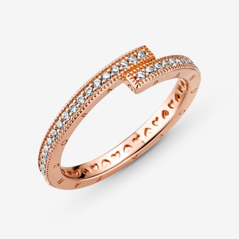 Stackable Rings Pandora Sparkling Overlapping Rose Doré | 4589612-ZU