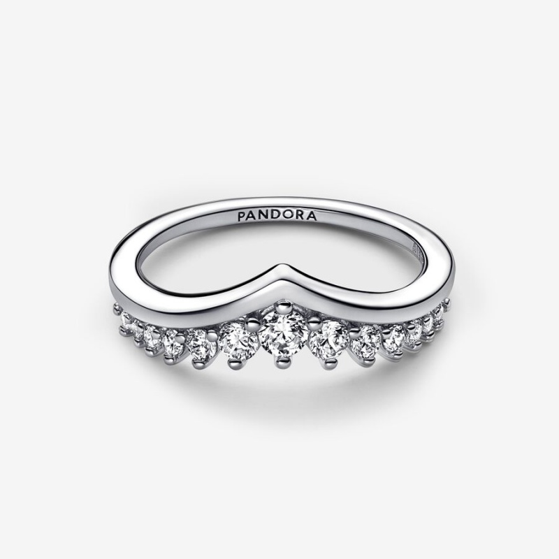 Stackable Rings Pandora Timeless Wish Floating Pavé Argent | 1247596-IZ