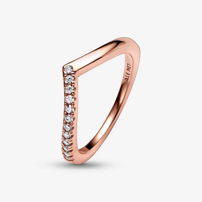 Stackable Rings Pandora Timeless Wish Half Sparkling Rose Doré | 1654879-AT