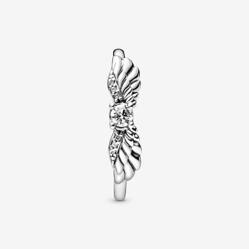 Statement Rings Pandora Sparkling Angel Wings Argent | 3758906-YU