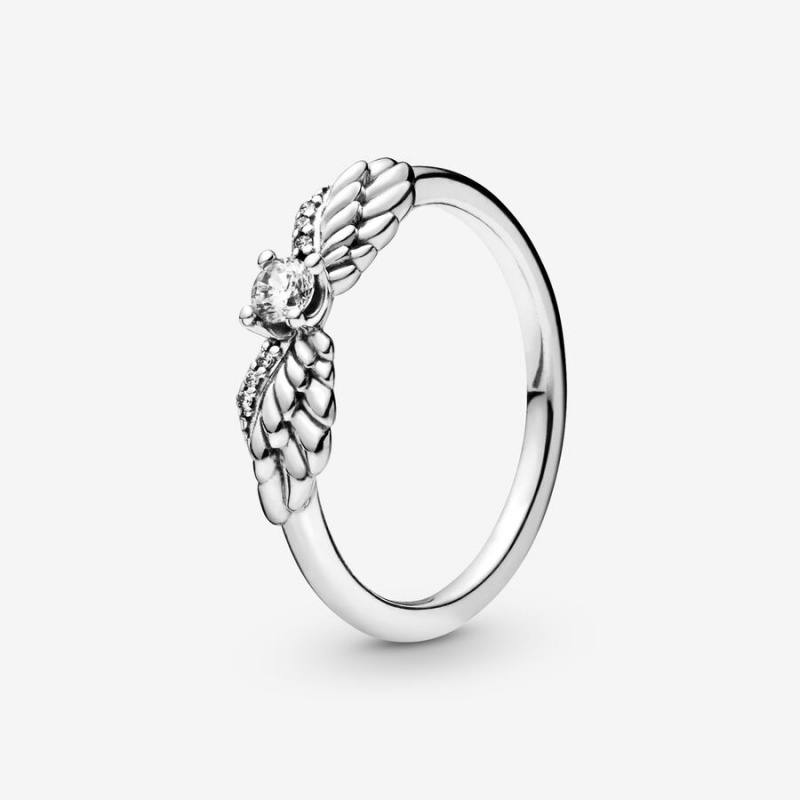 Statement Rings Pandora Sparkling Angel Wings Argent | 3758906-YU