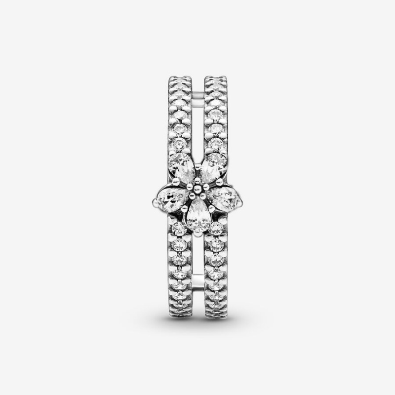 Statement Rings Pandora Sparkling Snowflake Double Argent | 8142059-AR