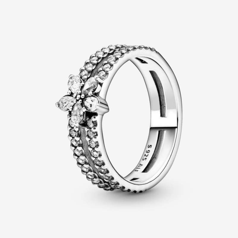 Statement Rings Pandora Sparkling Snowflake Double Argent | 8142059-AR