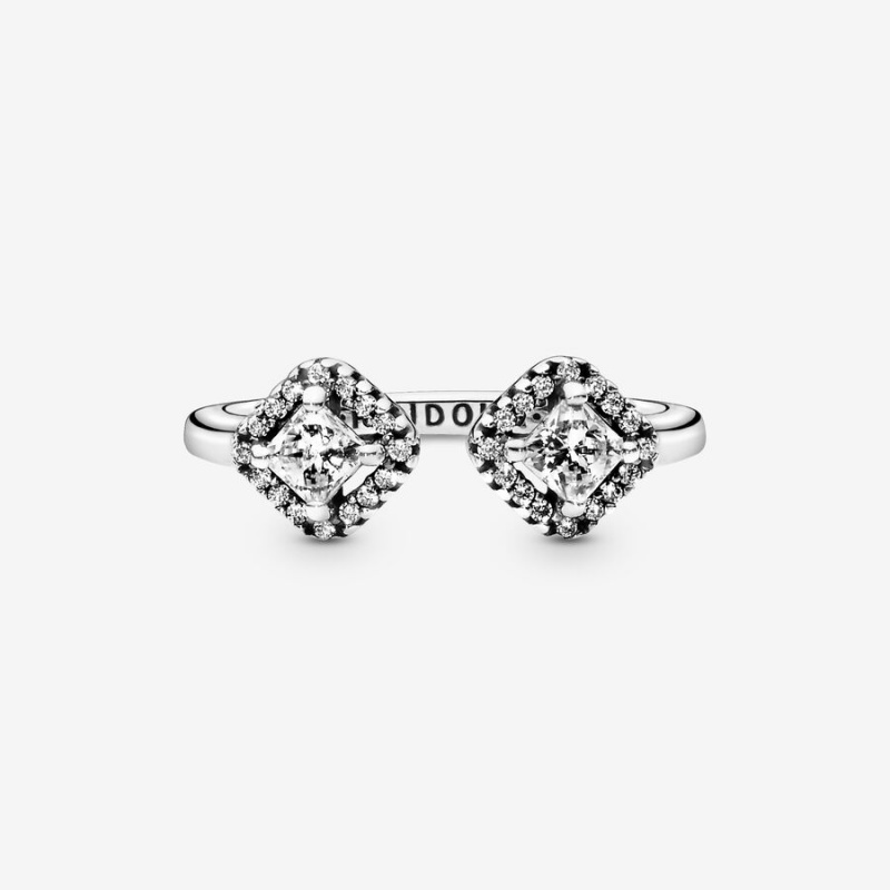 Statement Rings Pandora Square Sparkle Open Argent | 9431578-EW