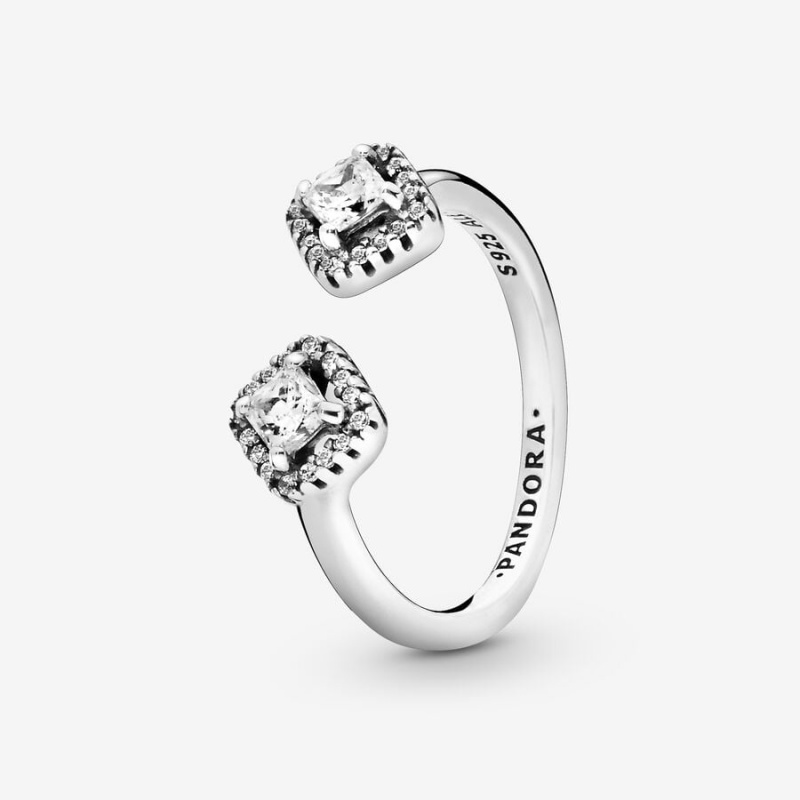 Statement Rings Pandora Square Sparkle Open Argent | 9431578-EW