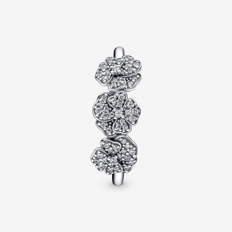 Statement Rings Pandora Triple Pansy Flower Argent | 7304915-YF