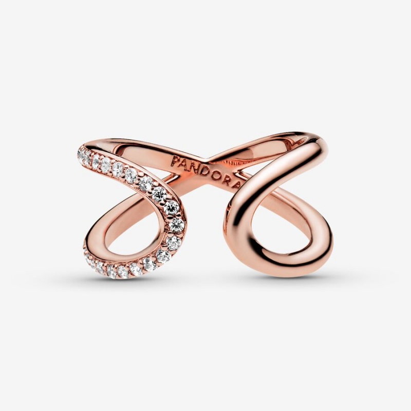 Statement Rings Pandora Wrapped Open Infinity Rose Doré | 8912467-AN