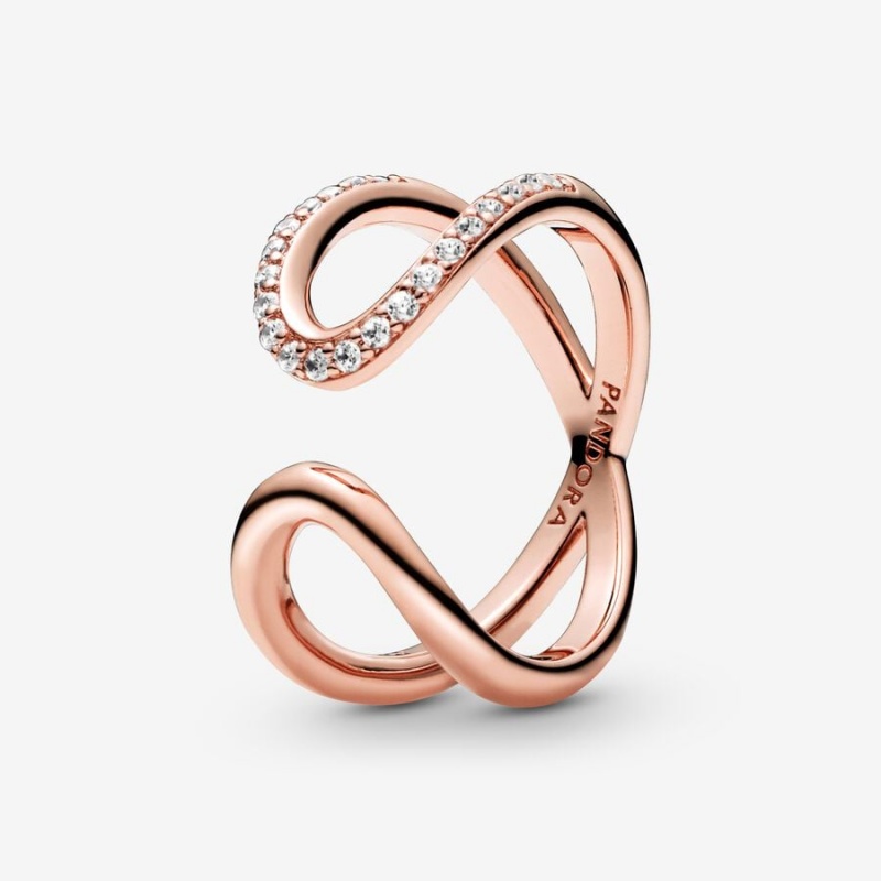 Statement Rings Pandora Wrapped Open Infinity Rose Doré | 8912467-AN